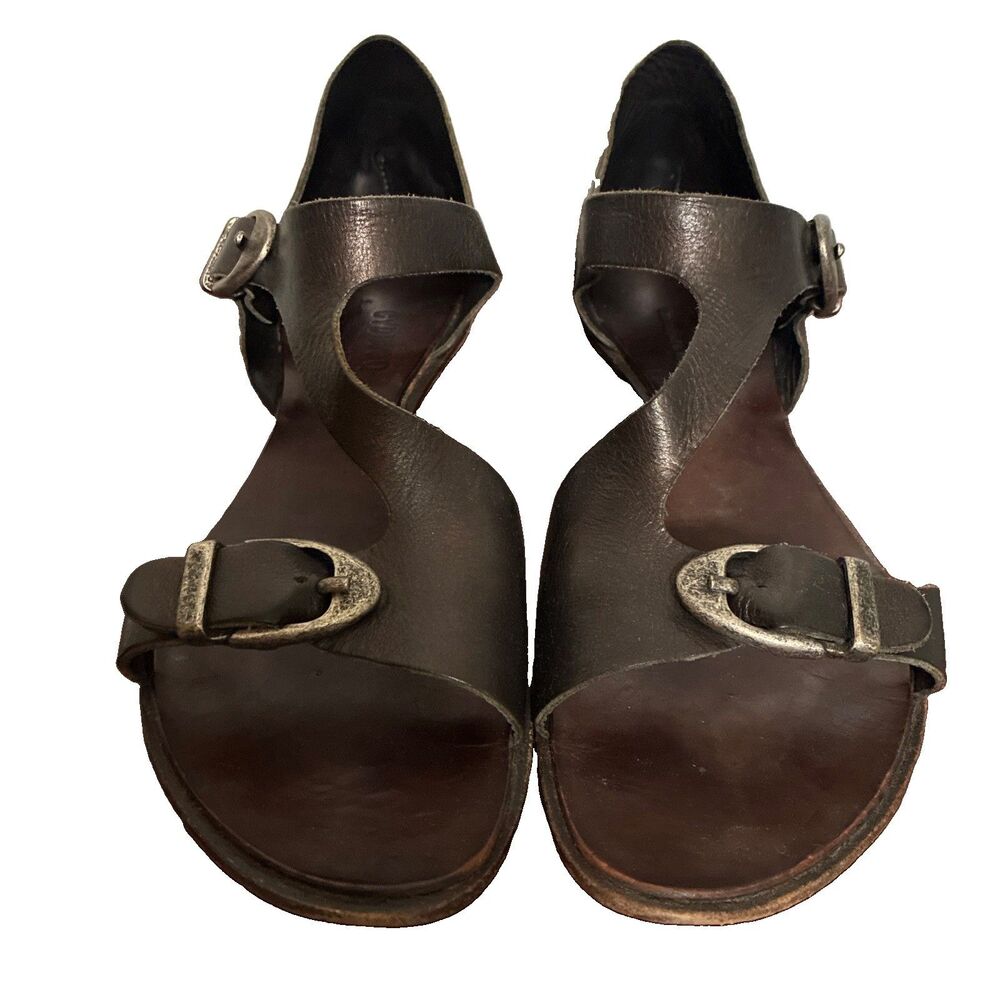 Cydwoq Vintage Hand Made In USA Brown Leather Hand Sculpted Sandals 40.5 Shoes